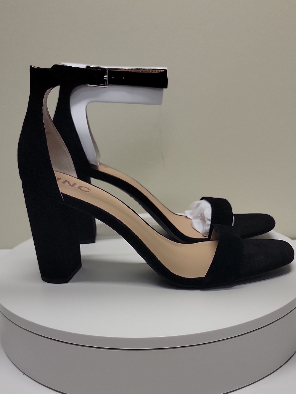 INC INTERNATIONAL CONCEPTS NEW IN BOX BLACK SUEDE DRESSY BLOCK HEEL SANDALS SZ10 - Picture 8 of 14